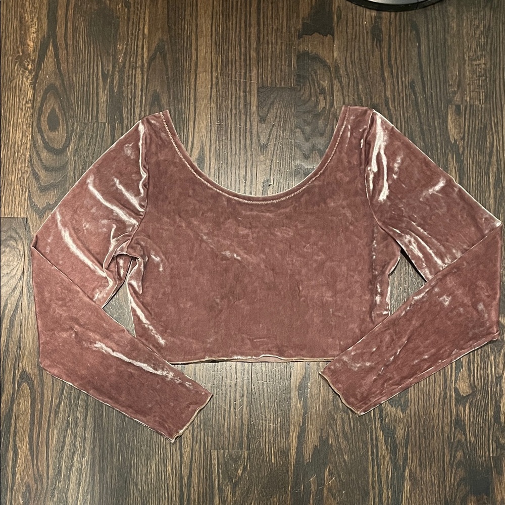 Free People Velvet Long Sleeve Crop Top